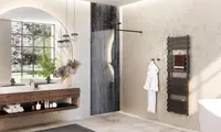 Paravan de dus fix, 90x200 cm, sticla securizata 8 mm, profil negru, Roth Melina