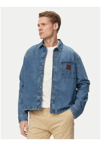 Camasa barbati - oversize - albastru - bumbac