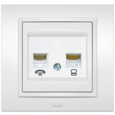 Zena Alb Priza 1xUTP Cat6E Telefon Euro ST