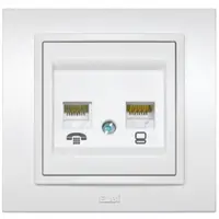 Zena Alb Priza 1xUTP Cat6E Telefon Euro ST