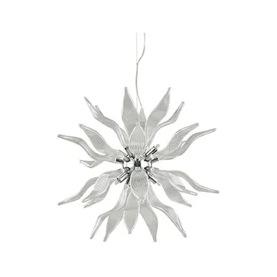 Corp de iluminat suspendat lucrat manual cu sticla suflata si elemente decorative transparent 630