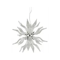 Corp de iluminat suspendat lucrat manual cu sticla suflata si elemente decorative transparent 630