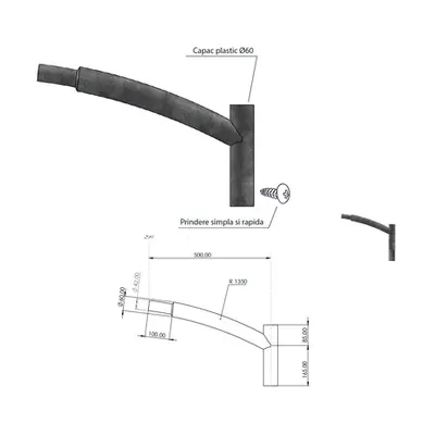 BRAT simplu curbat 50cm