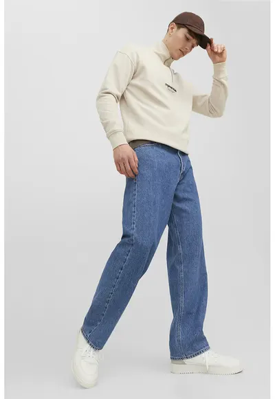 Blugi relaxed fit cu talie medie - Albastru deschis