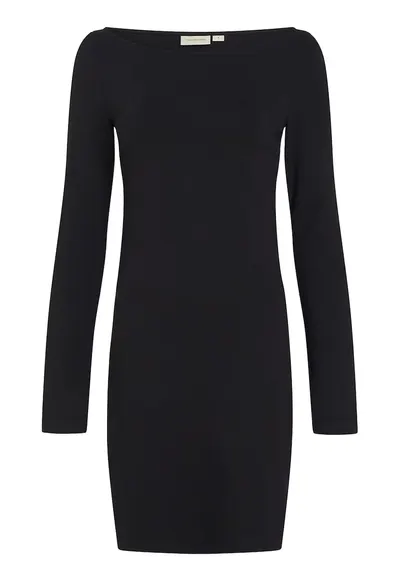 Rochie cambrata cu decolteu barcuta - Negru