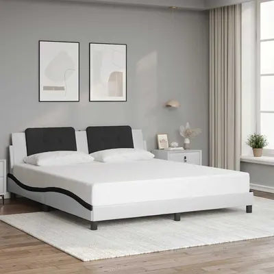 vidaXL Cadru de pat fără saltea Zadar alb și negru 180x200cm piele artificială