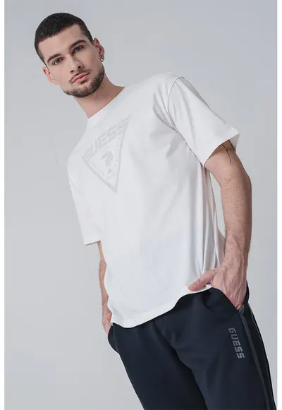 Tricou relaxed fit cu logo - Alb/Gri deschis