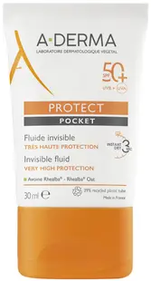 A-Derma Protect Fluid invizibil Pocket, SPF50+, 30 ml