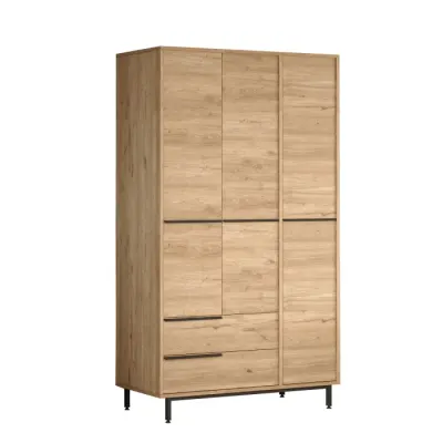 Dulap ON15-S, 3 usi, 2 sertare, nuc, 112,2x55x195,6 cm