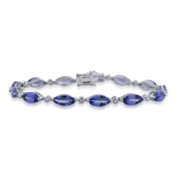 Bratara tennis din aur alb cu tanzanite ovale de 13.52ct si diamante de 0.21ct