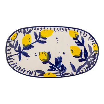 Farfurie albă/albastră pentru servire din gresie Maxima – Bloomingville