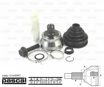 Cap planetara spre roata (38z 27z 59,5mm; ABS:45) AUDI A4, A6, A8, ALLROAD, V8; SKODA SUPERB I; VW PASSAT 1.8-6.0 intre 1988-2008