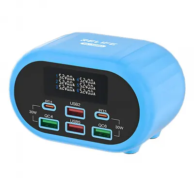Incarcator Statie Relife RL-309U, 72W, 5A, 2 x USB-C - 4 x USB-A, Albastru