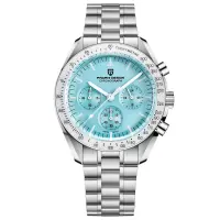 Ceas bărbătesc cronograf PD-1701 V6, cadran albastru ice blue, 40mm, mecanism Seiko VK63, sticlă safir, oțel inoxidabil, 100M