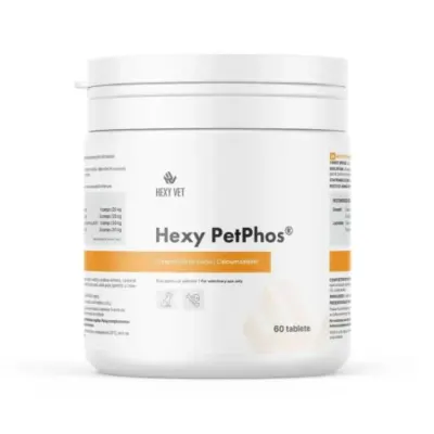 HEXY VET Hexy PetPhos comprimate de calciu, supliment sistem osos câini, comprimate HEXY VET Hexy PetPhos comprimate de calciu, XS-XL, supliment sistem osos câini, flacon, 60 comprimate