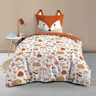 Lenjerie de pat pentru copii albă-teracotă din bumbac pentru pat de o persoană 140x200 cm Roxy – douceur d'intérieur