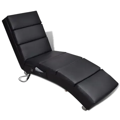 vidaXL Șezlong de masaj, negru, piele ecologică