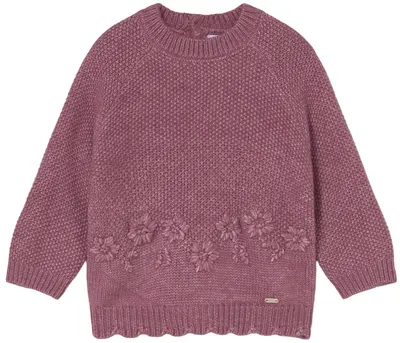 Pulover pentru copii Mayoral - Cu broderie florală, roz, 18 luni