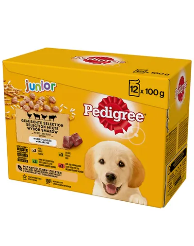 PEDIGREE Junior Hrana umeda caini junior, mix arome cu orez 12x100g