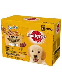 PEDIGREE Junior Hrana umeda caini junior, mix arome cu orez 12x100g