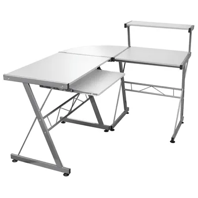 vidaXL Birou de computer colțar, alb, 132x112x99 cm, lemn prelucrat
