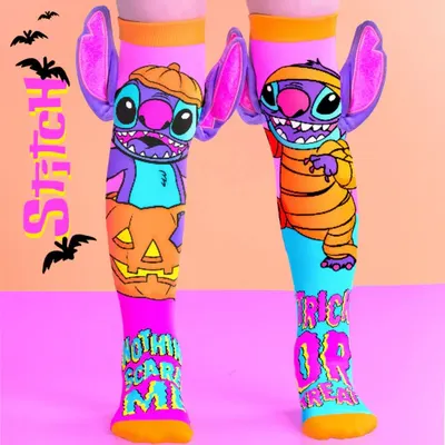 Șosete lungi colorate Madmia Stitch neon halloween unisex 6-99 ani