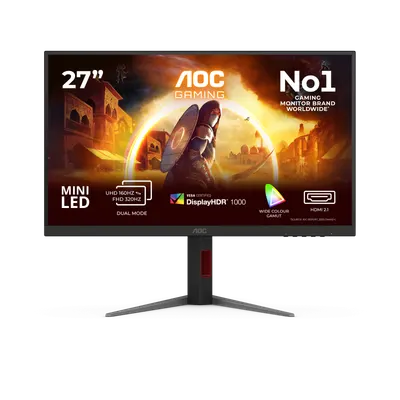 Monitor Gaming AOC U27G4XM, 27", 3840 x 2160 pixeli, Black, Red, 3 ani Garantie