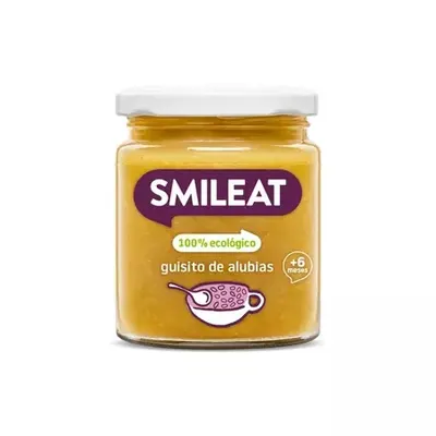 Piure Bio de legume cu fasole alba, vitel si ulei de masline +6 luni, 230 g – Smileat