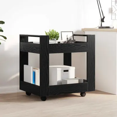 vidaXL Cărucior Birou Stejar Negru 60 x 45 x 60 cm Lemn prelucrat
