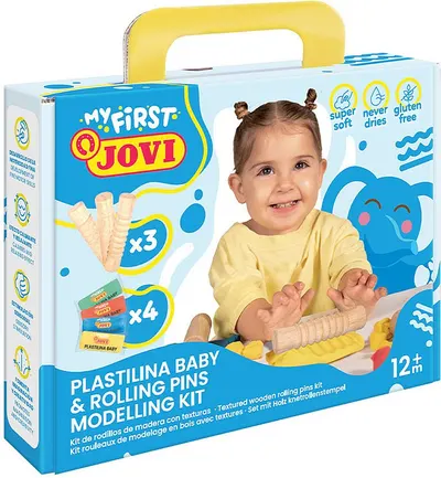Jovi - Set de plastilină pentru bebeluși, cu 3 sucitoare din lemn