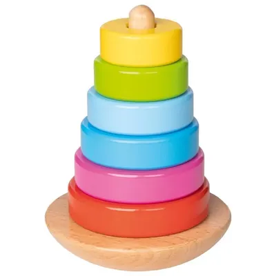 Joc de stivuit cu 6 inele colorate din lemn