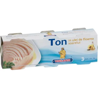 Ton in Ulei de Floarea Soarelui, Vigilante, 3 x 80 g