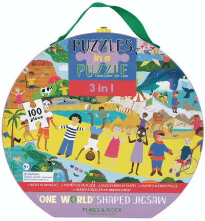 Puzzle pentru copii 3 in 1 Floss & Rock - O lume, 100 piese