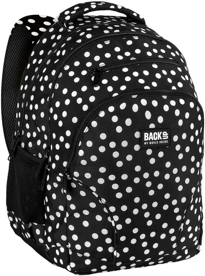 Ghiozdan școlar BackUp 8 W - Retro Polka Dots, cu 3 compartimente