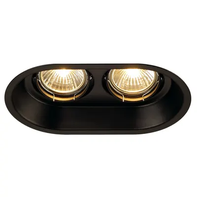 Spot incastrat, HORN Ceiling lights GU10, black recessed fitting, double-headed, QPAR51, oval, matt black, max. 100W, tiltable, incl. clip springs
