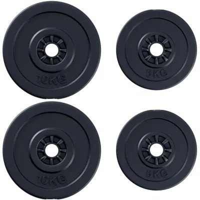 HOMCOM Set Greutăți pentru Haltere 30KG, 4 Discuri - 2x5kg și 2x10kg, Antrenament Fitness | Aosom Romania
