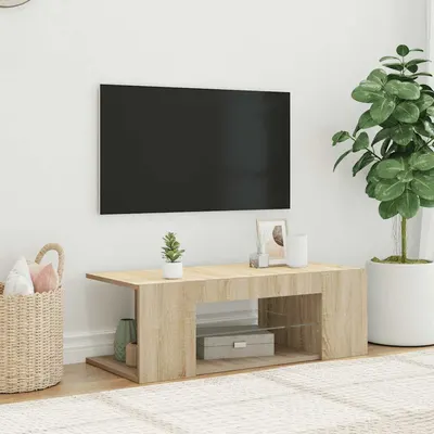 vidaXL Comodă TV cu lumini LED, stejar Sonoma, 90x39x30 cm