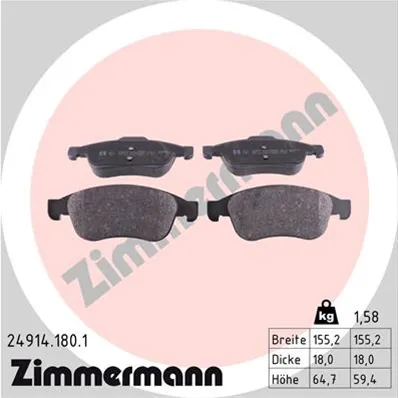 Set placute frana fata Zimmermann 24914.180.1 Dacia, Renault, Nissan