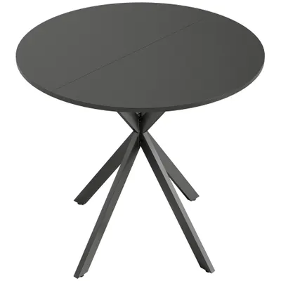 HOMCOM Masă rotundă de bucătărie, 80 cm, blat compact, placă aglomerată, metal, Negru | Aosom Romania