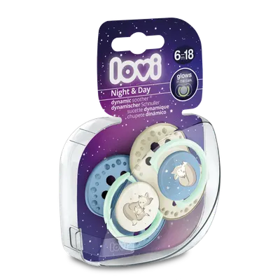 Set suzete din silicon pentru 6 - 18 luni Night&Day 22/915BOY, 2 bucati, LOVI