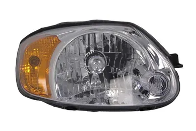 Far fata Dreapta (H4, electric, fara motoras, culoare insert: cromat, culoare semnalizator: galben) potrivit HYUNDAI ACCENT II