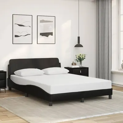 vidaXL Cadru de pat, Dover, negru, 140x200 cm, piele ecologică