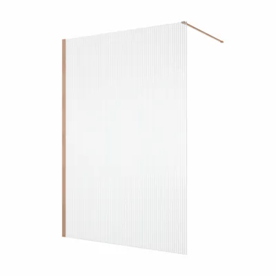 Paravan dus cu sticla riflata walk-in 140x200 cm cupru periat, sticla 8 mm, Ronal Lina
