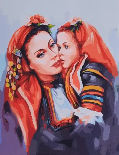 Set de pictură pe numere MagicArt - Iubirea mamei (bazat pe originalul Miglenei Kirilova)