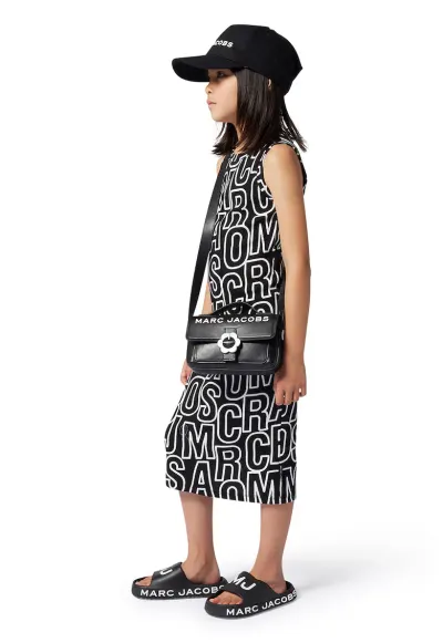Rochie midi cu imprimeu text - Negru/Alb optic