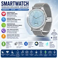 SmartWatch cu Apel Bluetooth, Ritm Cardiac, Tensiune Arteriala, Nivel Oxigen, Calorii, Pasi, Distanta, Vreme, Somn, Calculator S814