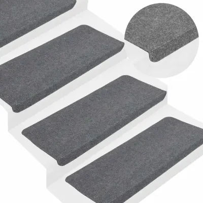 vidaXL Covorașe scări autoadezive, 15 buc., gri, 65x24,5x3,5 cm