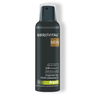 Deodorant Antiperspirant Fresh Protecție 48 H, Fără Alcool, Parfum Lemnos Acvatic Cu Note De Vetiver, Cedru și Mosc, Gerovital Men, 150 Ml
