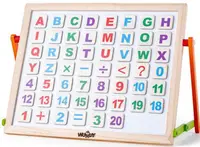 Tabla magnetica pentru copii Woody - Cu litere, numere si doua fete