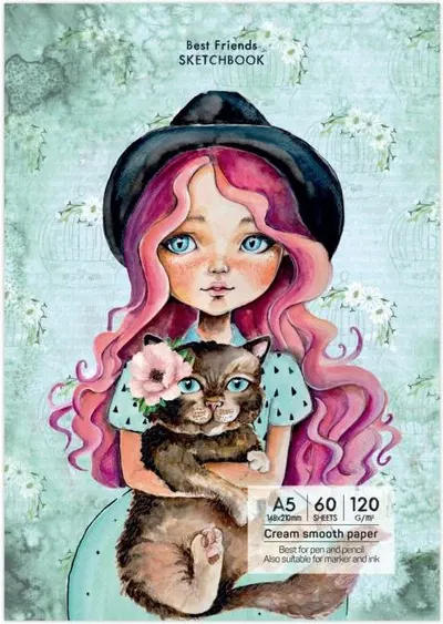 Caiet de schițe Drasca Having a lovely Time - Best friends, A5, 60 de coli
